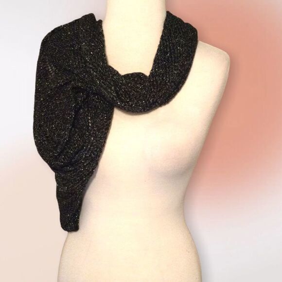 Black with Silver Metallic Shimmer‎ Infinity Scarf or Wrap - Picture 5 of 9